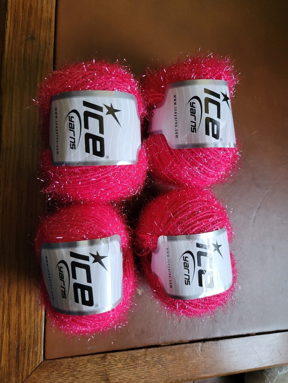 4 Bright Pink Ice sparkle Soft yarn  50 gr/1.75 oz